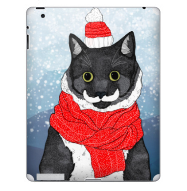 Стильный черный кот в зимнем наряде с шарфом - Наклейки на iPad, страница 43
