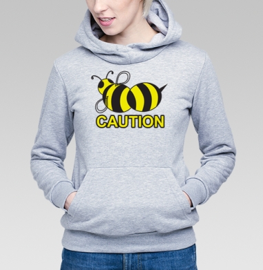 Фотография футболки Стильная наклейка пчела с надписью CAUTION