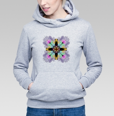 Flower mandala / Цветочная мандала, Толстовка Женская серый меланж 340гр, утепленная