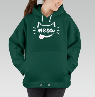 Игривый кот с надписью meow и высунутым язычком - Зеленые худи оверсайз 💚 купить в Москве | Худи женские оверсайз зеленого цвета с принтами и надписями в интернет-магазине Maryjane по лучшей цене, страница 2