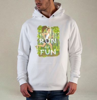 Бег для удовольствия, Толстовка белая Regular, утепленная
