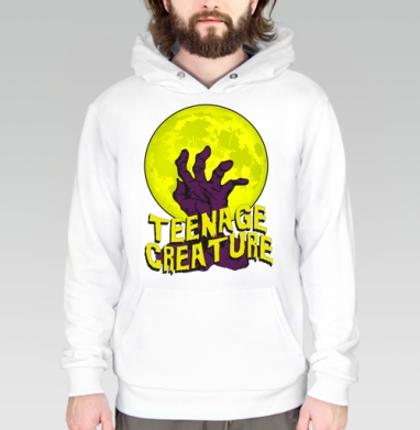 Teenage Creature / Подростковое существо, Толстовка белая Regular, утепленная