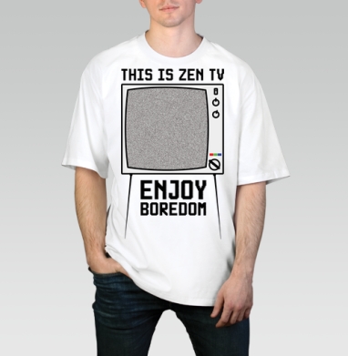 ZEN TV / Дзен ТВ, Футболка / Мужчинам / Оверсайз / Белая / C принтом