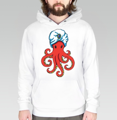 Mystic Octopus / Мистический Осьминог в тюрбане как восточного мудреца мистика, Толстовка белая Regular, утепленная