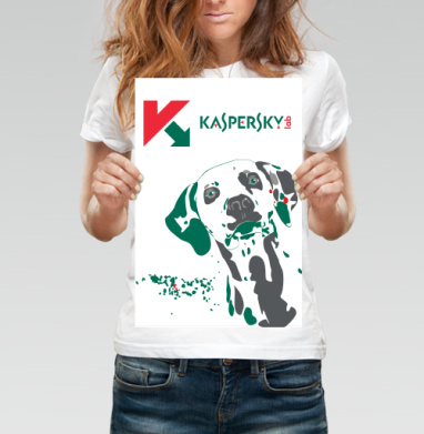 Стилизованный портрет собаки Kaspersky – защита и надежность - Магазин футболок demonwa - Дизайнерские принты