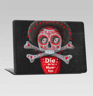 Череп с сомбреро Día de los Muertos яркий арт - Наклейки на 2010-2017 – Macbook Air, страница 39