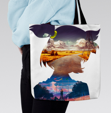 Мечтательность Пейзаж Человек Вдали, Сумка с ручкой и внутренним карманом на молнии