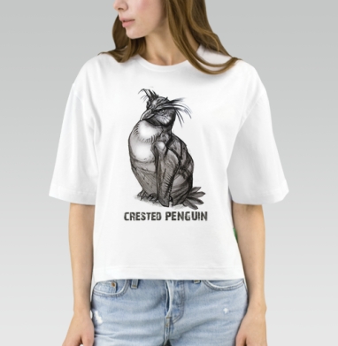 Черно белый пингвин с гребнем в карандаше - VOZNYAK_MERCH