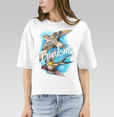 Freedom – Свобода птицы в небе с золотым клевером удачи Свобода, Футболка женская оверсайз Mido