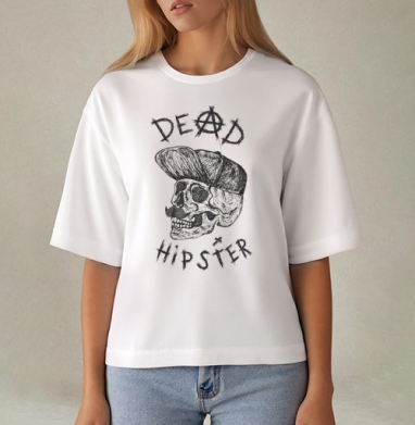 Футболка DEAD HIPSTER с готическим черепом, Футболка женская оверсайз Mido