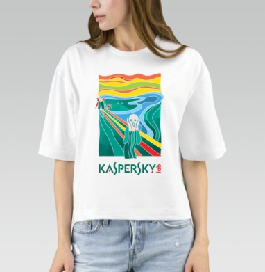 Современная Интерпретация «Крика» с Логотипом Kaspersky, Футболка женская оверсайз Mido