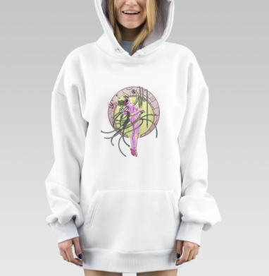Человек технология слияние будущее киберпанк, Hoodie Mjhigh Dig, оверсайз, утепленная