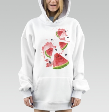 Яркие кусочки арбуза сочные свежие летние дольки, Hoodie Mjhigh Dig, оверсайз, утепленная