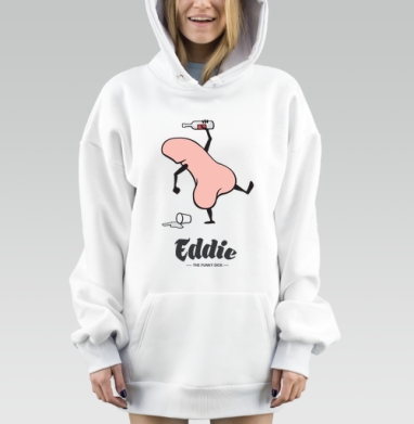 Забавный пьяный пенис с бутылкой в руке Eddie the funky dick, Hoodie Mjhigh Dig, оверсайз, утепленная