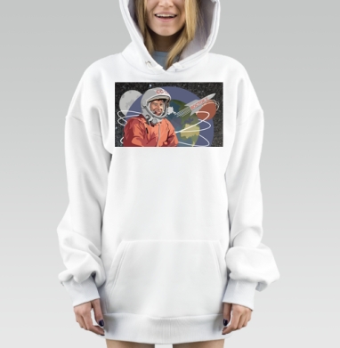 Советский космонавт ракета полет Восток 2, Hoodie Mjhigh Dig, оверсайз, утепленная
