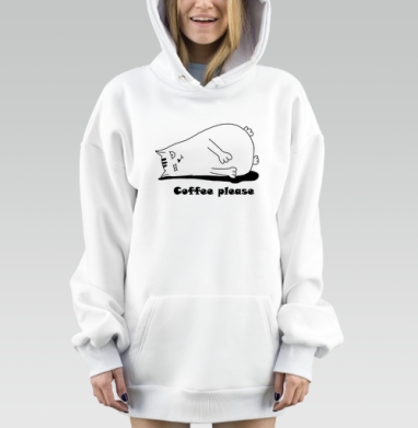Уставший кот просит кофе мягкий юмор, Hoodie Mjhigh Dig, оверсайз, утепленная