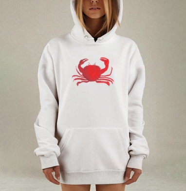 Красный краб в нейтральном пространстве для любителей моря, Hoodie Mjhigh Dig, оверсайз, утепленная