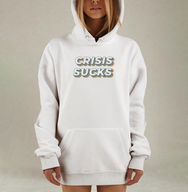 Белые объемные буквы ярко выражают негатив кризиса кризиса отстой, Hoodie Mjhigh Dig, оверсайз, утепленная