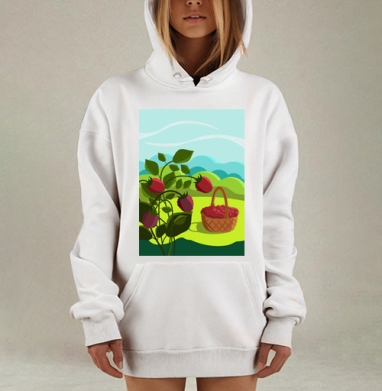 Ягодный урожай лета сочные красные ягоды, Hoodie Mjhigh Dig, оверсайз, утепленная