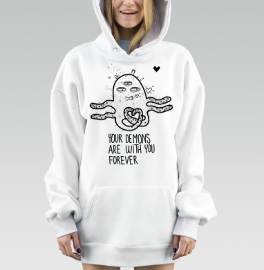 Принимающий внутреннюю тьму демон навсегда с демонами, Hoodie Mjhigh Dig, оверсайз, утепленная