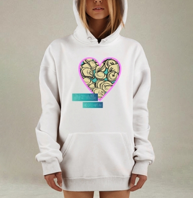 Любовь к пельмешкам в сердце всегда рядом, Hoodie Mjhigh Dig, оверсайз, утепленная