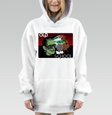 Три персонажа олдскул драйв ретро стиль, Hoodie Mjhigh Dig, оверсайз, утепленная