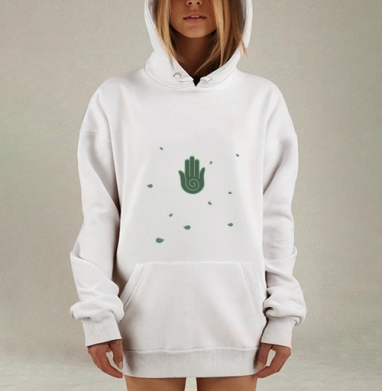 Медитация духовный символ ладонь дыхание внутренний мир, Hoodie Mjhigh Dig, оверсайз, утепленная