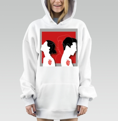 Мужчина Женщина Противоположные сердцем Красный, Hoodie Mjhigh Dig, оверсайз, утепленная