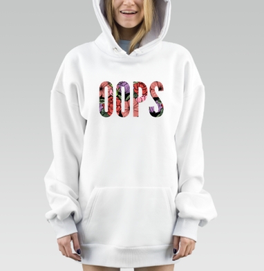Цветочная Надпись Ошибка OOPS на Сером фоне - Женские Толстовки