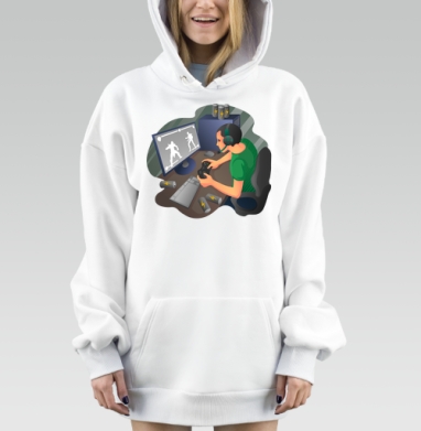 Молодой человек играет в компьютерные игры на контроллере быстрый геймер драйв - Магазин футболок Scapula - Дизайнерские принты