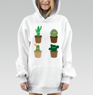 Веселые кактусы в горшках веселые кактусы в горшках, Hoodie Mjhigh Dig, оверсайз, утепленная