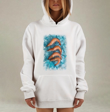 Креветки на льду закуска к пиву, Hoodie Mjhigh Dig, оверсайз, утепленная