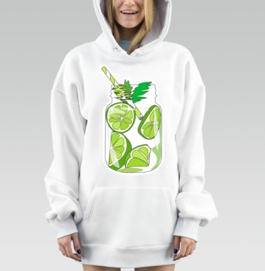 Банка напиток мохито зеленый лайм мята, Hoodie Mjhigh Dig, оверсайз, утепленная
