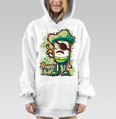 Пират с сундуком и огненной ракушкой забавная сцена, Hoodie Mjhigh Dig, оверсайз, утепленная