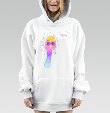 Веселое мороженое с очками предлагает потусим, Hoodie Mjhigh Dig, оверсайз, утепленная