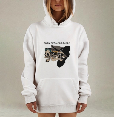 Черепа рокеров Курение свобода рок-н-ролл, Hoodie Mjhigh Dig, оверсайз, утепленная