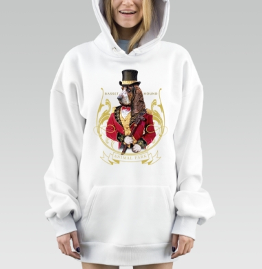 Animal park - Basset Hound / Зоопарк - Басет-хаунд, Hoodie Mjhigh Dig, оверсайз, утепленная