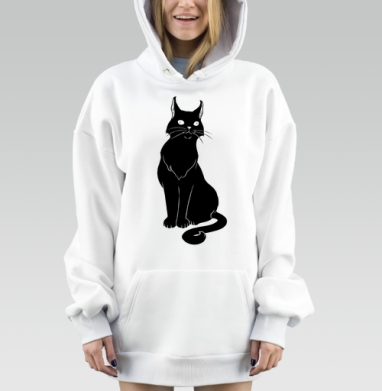 Котейку все достало чёрный, Hoodie Mjhigh Dig, оверсайз, утепленная