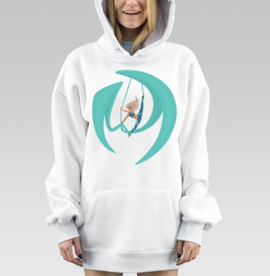 Гибкость девушки на воздушных полотнах свободы движения, Hoodie Mjhigh Dig, оверсайз, утепленная