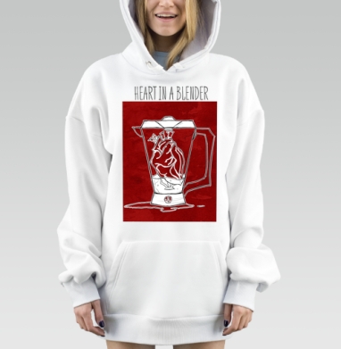Сердце в блендере, Hoodie Mjhigh Dig, оверсайз, утепленная