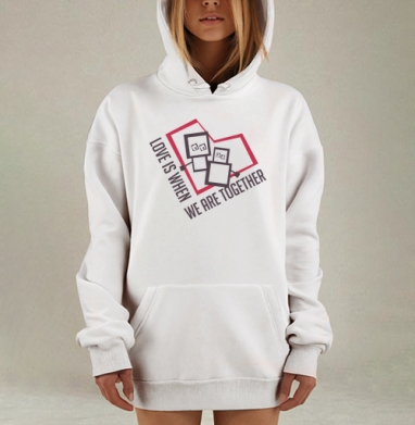 Любовь это когда мы вместе, Hoodie Mjhigh Dig, оверсайз, утепленная
