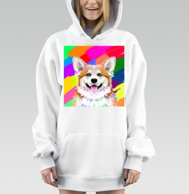 Пёс корги, Hoodie Mjhigh Dig, оверсайз, утепленная