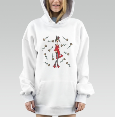 Девушка в красном, Hoodie Mjhigh Dig, оверсайз, утепленная