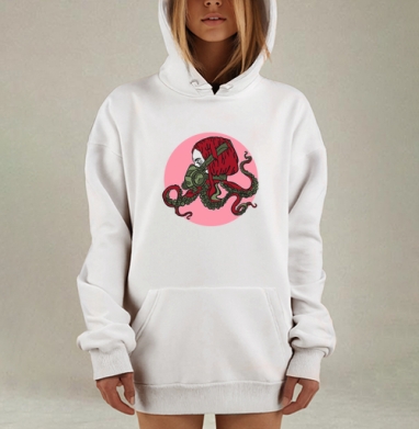 Девушка в респираторе с тентаклями, Hoodie Mjhigh Dig, оверсайз, утепленная