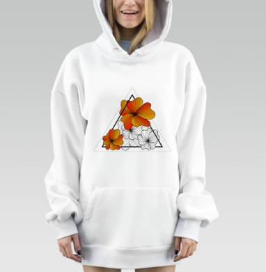 Осенние оранжевые цветы, Hoodie Mjhigh Dig, оверсайз, утепленная
