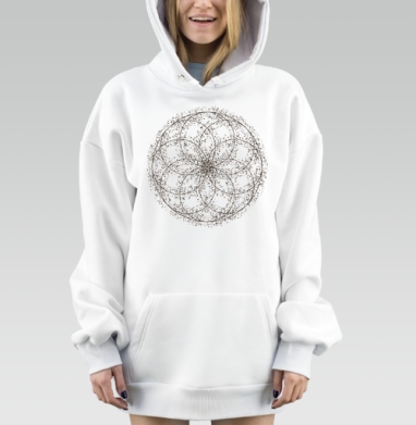 Геометрический узор из эллипсов и окружностей, Hoodie Mjhigh Dig, оверсайз, утепленная