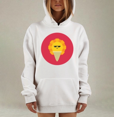 Солнечное мороженое с улыбкой и очками, Hoodie Mjhigh Dig, оверсайз, утепленная