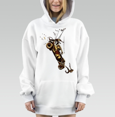 Драматическое падение низкополигональных автомобилей, Hoodie Mjhigh Dig, оверсайз, утепленная