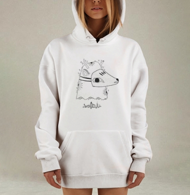 Мистическое Линейное Изображение Оленя в Маске Woodju, Hoodie Mjhigh Dig, оверсайз, утепленная
