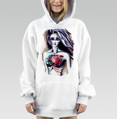 Сила и уязвимость души в цветах и сердце, Hoodie Mjhigh Dig, оверсайз, утепленная